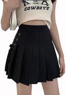 👗 women's high waisted a-line pleated skater skirt with shorts for school uniform, tennis, and casual wear logo