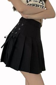 img 2 attached to 👗 Women's High Waisted A-line Pleated Skater Skirt with Shorts for School Uniform, Tennis, and Casual Wear