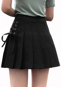 img 3 attached to 👗 Women's High Waisted A-line Pleated Skater Skirt with Shorts for School Uniform, Tennis, and Casual Wear