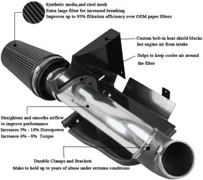 img 3 attached to 🚗 MooSun 4-дюймовая система подачи холодного воздуха + тепловой щит для GMC/Chevy V8 4.8L/5.3L/6.0L 1999-2006 гг. / пикапов Silverado 1500/2500/3500 (Черный)