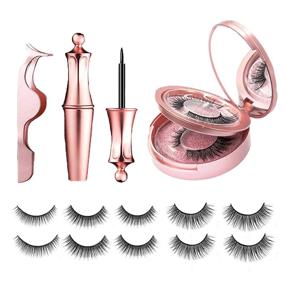 img 4 attached to 👁️ Lanvier 5 Pairs Magnetic Eyelashes and Eyeliner Kit - Reusable 3D Magnetic False Lashes Extension Set - No Glue Needed, Black