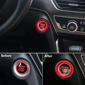 img 1 attached to 🔴 Enhance Your Honda Accord Sedan with the Thor-Ind Aluminum Start Stop Button Cover Trim - 2018 2019 Ignition Start Button Surrounding Decoration Ring (Red)