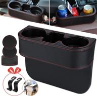 🚗 homesprit car cup holder with phone holder and leather cover: sturdy seat gap filler and organizer for car drinking cup pocket and more! logo