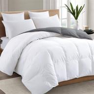 🛏️ texartist twin size white/gray comforter - soft quilted down alternative duvet insert with corner tabs, all season, 4d spiral fiber - machine washable - 64x88 inches - white/gray logo