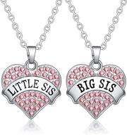 💎 bespmosp crystal heart pendant necklace set - big sis, lil sis, mom gift for sister or mother's day - family jewelry logo