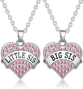 img 4 attached to 💎 BESPMOSP Crystal Heart Pendant Necklace Set - Big Sis, Lil Sis, Mom Gift for Sister or Mother's Day - Family Jewelry