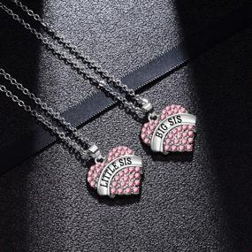 img 1 attached to 💎 BESPMOSP Crystal Heart Pendant Necklace Set - Big Sis, Lil Sis, Mom Gift for Sister or Mother's Day - Family Jewelry