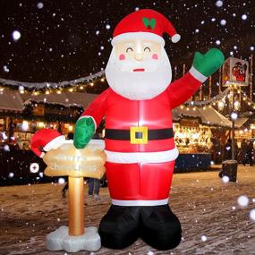 img 4 attached to 🎅 8FT Christmas Inflatable Blow Up Santa Claus with Merry Christmas Sign and LED Light - Big Outdoor Yard Decorations for Xmas, Home Garden, Family Holiday Lawn Party Decor - Fashionlite