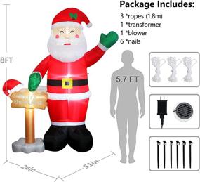 img 2 attached to 🎅 8FT Christmas Inflatable Blow Up Santa Claus with Merry Christmas Sign and LED Light - Big Outdoor Yard Decorations for Xmas, Home Garden, Family Holiday Lawn Party Decor - Fashionlite