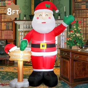 img 3 attached to 🎅 8FT Christmas Inflatable Blow Up Santa Claus with Merry Christmas Sign and LED Light - Big Outdoor Yard Decorations for Xmas, Home Garden, Family Holiday Lawn Party Decor - Fashionlite