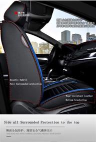 img 3 attached to 🚗 Enhance Your Ride with Car Life 360 Degrees Seamless All-Inclusive Luxury Leather Four Season Seat Covers - Universal Fit (Luxurious Black-Blue)