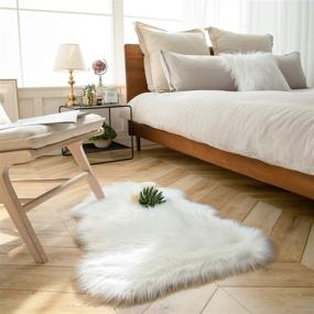 img 3 attached to 🐑 Ashler HOME DECO Ultra Soft Faux Sheepskin Fur Rug White, 2 x 3 Feet - Fluffy Shag Area Rug for Bedroom and Living Room Carpets