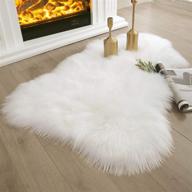 🐑 ashler home deco ultra soft faux sheepskin fur rug white, 2 x 3 feet - fluffy shag area rug for bedroom and living room carpets logo