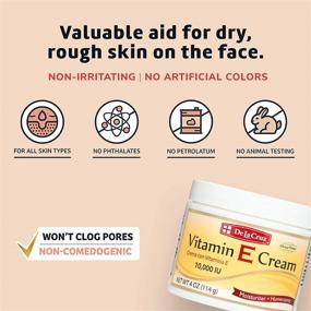 img 1 attached to 💧 De La Cruz Vitamin E Cream Moisturizer for Face and Neck - Hydrating Anti-Aging Skincare for All Skin Types - Made in USA (2 Pack)