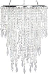 img 4 attached to 💡 Cioceen Acrylic Chandelier Shade with Crystal Beads - Elegant Pendant Lampshade for Bedroom, Weddings, or Party Decor - 8.7'' Diameter, 3 Tiers