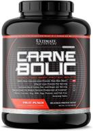 🥩 ultimate nutrition carne bolic говяжий протеиновый порошок: протеиновые коктейли без лактозы и дружественные кето, без сахара и углеводов, низкокалорийный изолят - аромат фруктового пунша, 60 порций. логотип