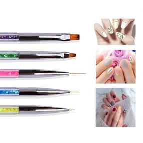 img 3 attached to 💅 Geaekusa Nail Art Point Drill Drawing Brush Set, 5 PCS Double Ended Brushes for Nail Art, Liner Brushes and Dotting Pen Tools Set