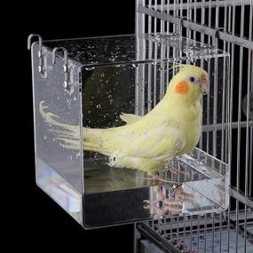 img 4 attached to 🐦 EnoYoo Bird Bath Cage: Portable Shower for Little Bird Parrots and Spacious Parakeets - Cleaning Pet Supplies, Bird Bathtub with Hanging Hooks, Ideal for Most Birdcages