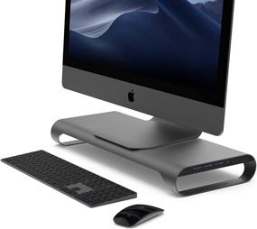 img 4 attached to 🖥️ Enhance Your Workspace with MONITORMATE ProBASE Classic: USB3.0 Aluminum Monitor Stand with Hub/BC1.2 USB Charging/Storage Drawer and External Power Supply (Grey)