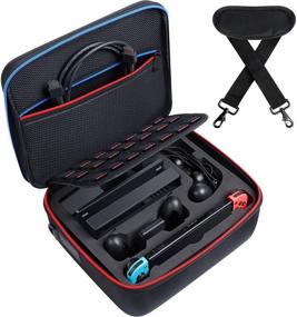 img 4 attached to 🎮 Kootek Carrying Case for Nintendo Switch/Switch OLED Model: Hard Shell Travel Case with 21 Game Storage Slots & Shoulder Strap – Ideal for Switch Console, Pro Controller, and Switch Dock