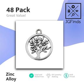 img 2 attached to 🌳 48-Pack of Antique Silver Tone Tree of Life Charms for DIY Jewelry Making - JGFinds