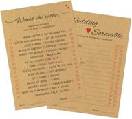 🎉 fun bridal shower games: would she rather and wedding scramble cards (50 pack - 2-in-1 sheet) - perfect for engagement, bachelorette, and dinner parties - who knows the bride best? - rustic kraft design логотип