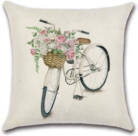 img 3 attached to 🌼 Refresh Your Home Décor with LIYACHAO Spring Decor Pillow Covers - Set of 4 Farmhouse Throw Pillow Covers in 18x18 Size Featuring Fresh Flower Market Bicycle Car Designs for Sofa Bed