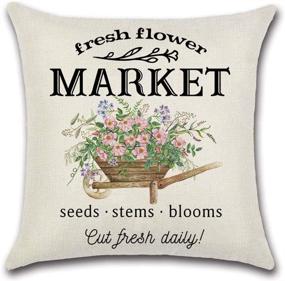 img 2 attached to 🌼 Refresh Your Home Décor with LIYACHAO Spring Decor Pillow Covers - Set of 4 Farmhouse Throw Pillow Covers in 18x18 Size Featuring Fresh Flower Market Bicycle Car Designs for Sofa Bed