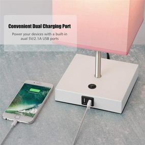 img 2 attached to 💡 Enhance Your Space with Dual USB Table Lamp Set of 2 - Modern Pink Nightstand Light with Efficient Charging Ports for Bedroom, Living Room, Study Room