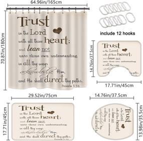 img 2 attached to 🛁 NMPPTM 4 Piece Bathroom Sets: Trust in the Lord with All Thine Heart, with Shower Curtain, Waterproof Fabric Cloth, Polyester Bath Curtain, Anti-Slip Floor Mat, Toilet Lid Cover, and Toilet Rugs Bath Mat