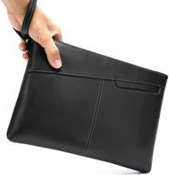 niucunzh genuine leather clutch handbag men's accessories logo