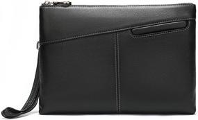 img 2 attached to NIUCUNZH Genuine Leather Clutch Handbag Men's Accessories