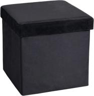 🪑 slashome 13.8-inch foldable velvet storage ottoman cube, black - padded footrest stool with max load of 352lbs logo