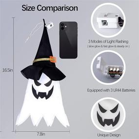 img 3 attached to 👻 UOUDIO Halloween Decorations Outdoor Hanging Lighted Glowing Ghost Witch Hat | Indoor Outside Ornaments Clearance Halloween Party Lights String for Yard Tree Garden (3Pcs)