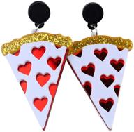 🍕 vibrant handmade pizza ice cream stud earrings for women - resin & acrylic heart shaped jewelry logo