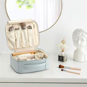 img 1 attached to 💼 Vlando Travel Makeup Cosmetic Case Storage Bag with Adjustable Dividers - Portable Artist Storage Bag for Cosmetics, Makeup Brushes - Ideal Gift for Girls, Women, Friends - Blue