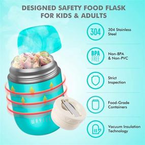 img 3 attached to 🍱 WayEee Insulated Food Jar: 16 oz Vacuum Bento Box for Hot or Cold Lunch, Stainless Steel Leak-Proof Thermos with Spoon - Perfect for Kids, Adults, Travel, School, Picnics - Blue