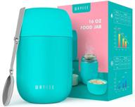 🍱 wayeee insulated food jar: 16 oz vacuum bento box for hot or cold lunch, stainless steel leak-proof thermos with spoon - perfect for kids, adults, travel, school, picnics - blue логотип