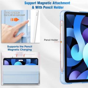 img 2 attached to 📱 DUNNO iPad Case for 4th Generation 2020 & iPad Air 4 10.9 - Pencil Holder, 2nd Pencil Charging & Touch ID Support - Slim Smart Cover, Auto Awake/Sleep - iPad Air 4 10.9 2020 (Ice Blue)