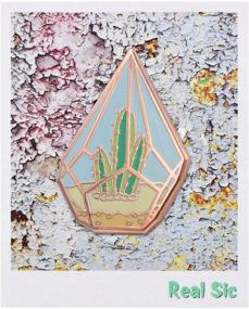 img 3 attached to 🌵 Geometric Terrarium Cactus Enamel Pin by REAL SIC - Adorable Succulent Garden Lapel Pin for Backpacks, Jackets, Hats & Tops