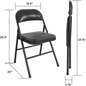 img 2 attached to 🪑 COSCO Essentials Black Vinyl Padded Folding Chair with Double Bracing - 4 Pack