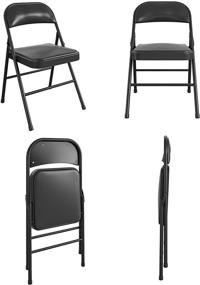 img 3 attached to 🪑 COSCO Essentials Black Vinyl Padded Folding Chair with Double Bracing - 4 Pack