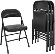 🪑 cosco essentials black vinyl padded folding chair with double bracing - 4 pack logo