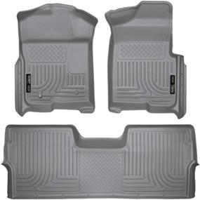 img 4 attached to 🚗 Husky Liners - 98332 Grey Weatherbeater Front & 2nd Seat Floor Mats for 2009-14 Ford F-150 SuperCrew without Manual Transfer Case Shifter (Footwell Coverage)