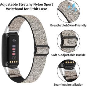 img 3 attached to 🏋️ OCEBEEC Stretchy Sport Bands: Fitbit Luxe Compatible, Adjustable Elastic Nylon Wristband Replacement for Women and Men - Shining Gold