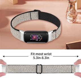 img 2 attached to 🏋️ OCEBEEC Stretchy Sport Bands: Fitbit Luxe Compatible, Adjustable Elastic Nylon Wristband Replacement for Women and Men - Shining Gold