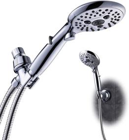 img 4 attached to 6 Settings High Pressure Handheld Showerhead with Hose & Shut Off - Easy One Click Switch Spray, Flow Control ON OFF - Extra Suction Holder Chrome
