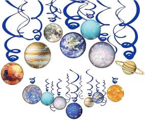 img 4 attached to 🚀 HADEEONG Space Hanging Decor: Solar System Swirl Party Supplies for Kids' Space Themed Birthday - 30PCS