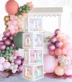 img 3 attached to Baby Shower Boxes with Love and Baby Stickers: Balloons Transparent 🎈 Boxes for Gender Reveal, Birthday, and Boy/Girl Baby Shower Party Backdrop Decor