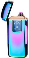 💡 rainbow usb rechargeable dual arc lighter - windproof plasma lighter with led display for cigarettes, candles, and fireworks - flameless electronic lighter logo